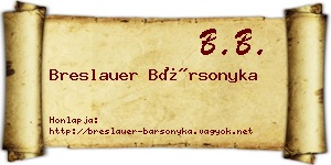 Breslauer Bársonyka névjegykártya